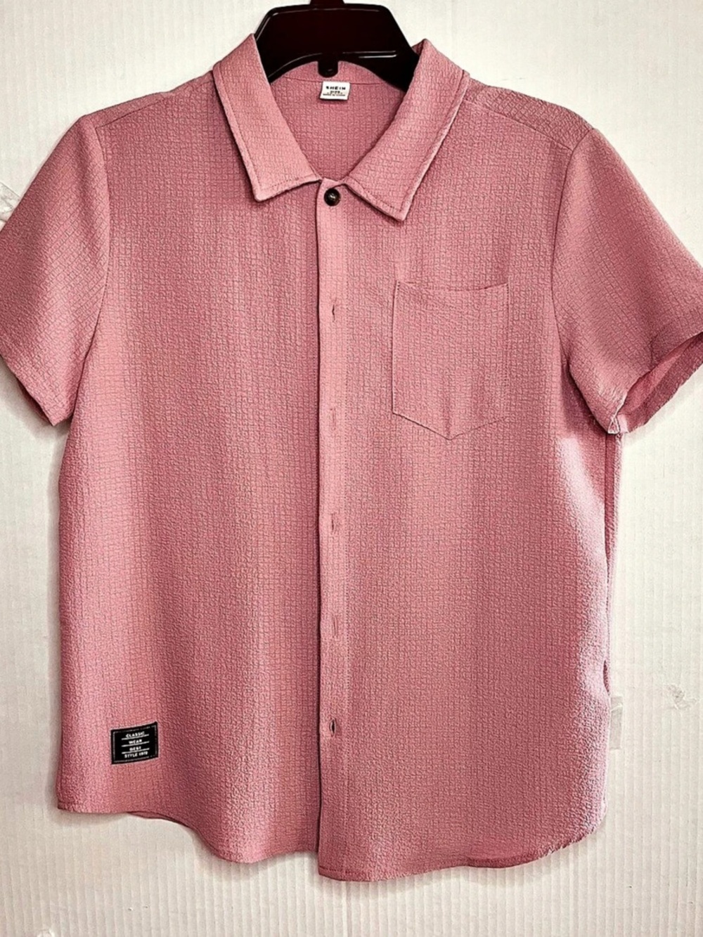 SHEIN Boys Pink Button Front Shirt Size 13-14Y Like New